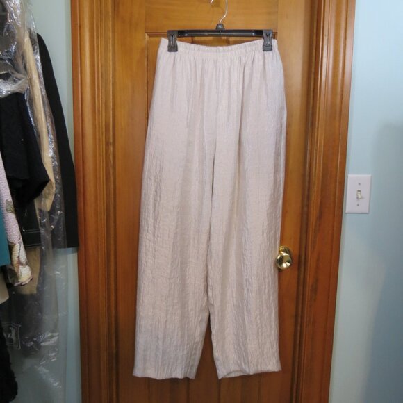 Unbranded Almond Pants Crinkle Wide Leg Elastic Waist Evening Formal Size Large - Picture 2 of 6